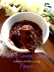 Coconut cream chocolate mousse dairy gluten and refined sugar free healthy paleo friendly paleolithic diet